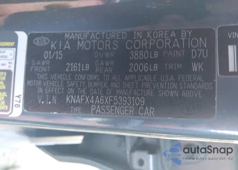 2015 Kia Forte Lx from USA, damaged, VIN KNAFX4A6XF5393109